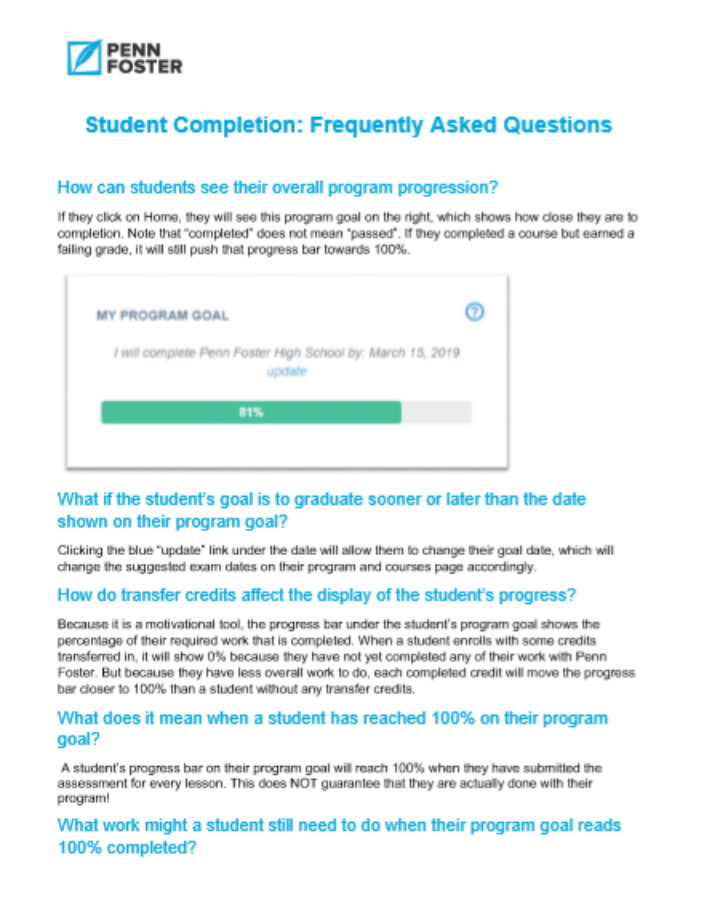 Student Completion FAQ
