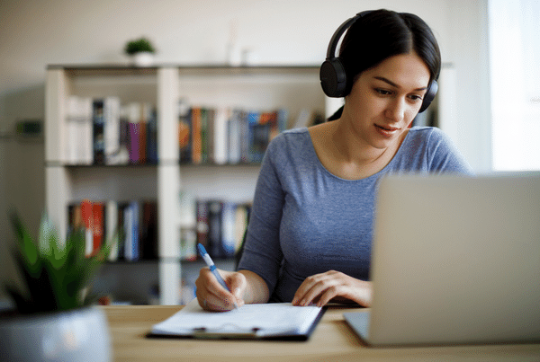 female student studying